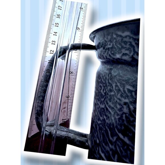 Vintage Blue Enamelware Graniteware Coffee Pot With Lid Rustic Campfire Style - Picture 4 of 16